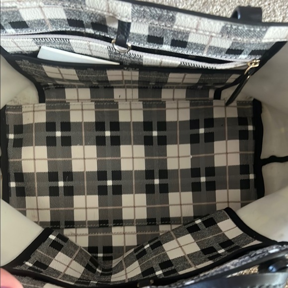 Kate Spade Black and White Checkered Tote Bag - Picture 3 of 5